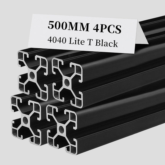 4Pcs 19.69inch 500mm 4040 Lite Anodized Black T-Slot Aluminum Extrusion