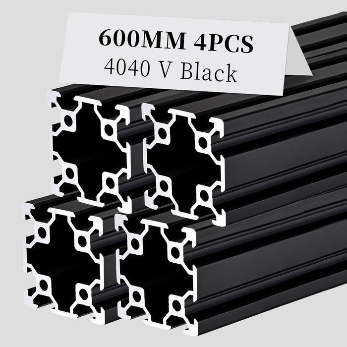 4Pcs 23.62inch 600mm 4040 Anodized Black V-Slot Aluminum Extrusion