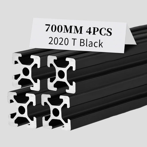 4Pcs 27.56inch 700mm 2020 Anodized Black T-Slot Aluminum Extrusion